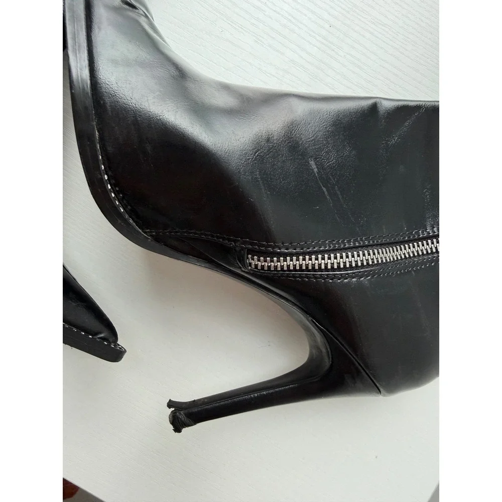Zara Black Pointed Toe Ankle Boots Stud Trim Stiletto Heel EU 39 US 8